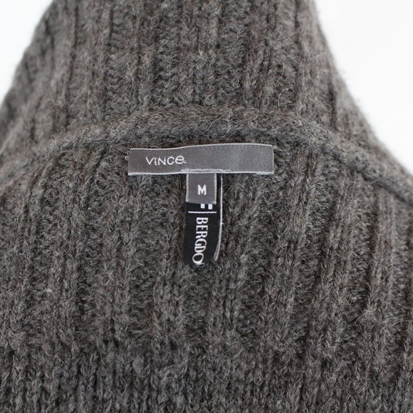 Vince Charcoal Gray Open Front Baby Alpaca Wool Blend Cardigan M Knit Sweater - Picture 6 of 7